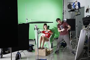 Catrinel Menghia - filming Fiat 500 Abarth ad  