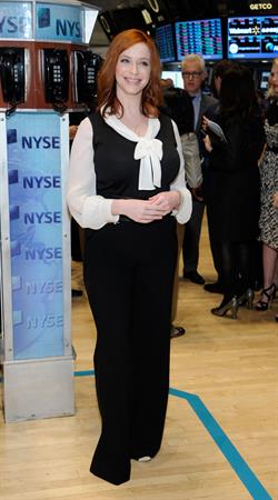 Christina Hendricks opening bell of New York Stock Exchange on March 21, 2012