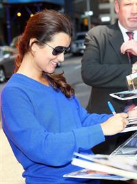Cote De Pablo outside the Ed Sullivan Theater for Letterman on April 25, 2011 