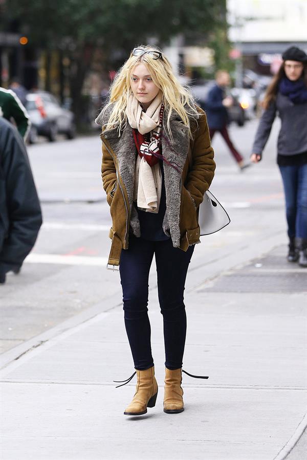 Dakota Fanning Jeans and Boots Out and About SoHo NYC (10/11/12) 