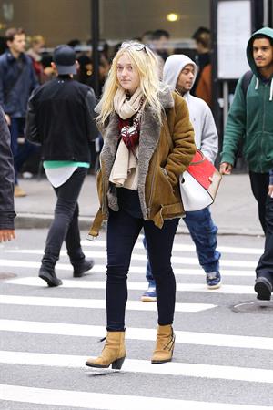 Dakota Fanning Jeans and Boots Out and About SoHo NYC (10/11/12) 