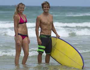 Daniela Hantuchova bikini beach surfing candids in Brisbane, Australia, December 26, 2012 