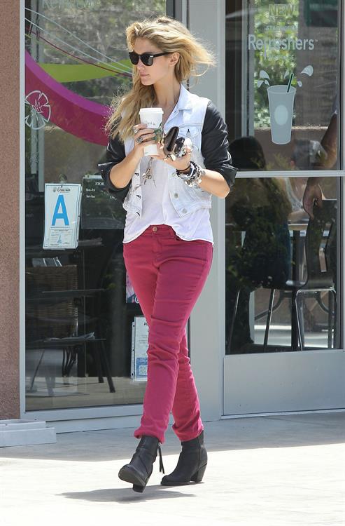 Delta Goodrem - Stopping to get a coffee on her way to work in Los Angeles, California - July 18, 2012