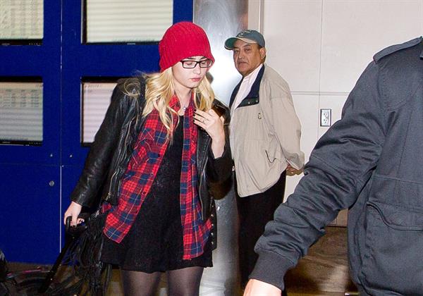 Demi Lovato cute in a red touque & specs @ LA/28/12