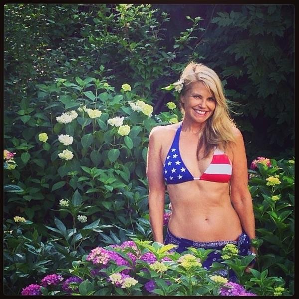 Christie Brinkley in an American Flag bikini