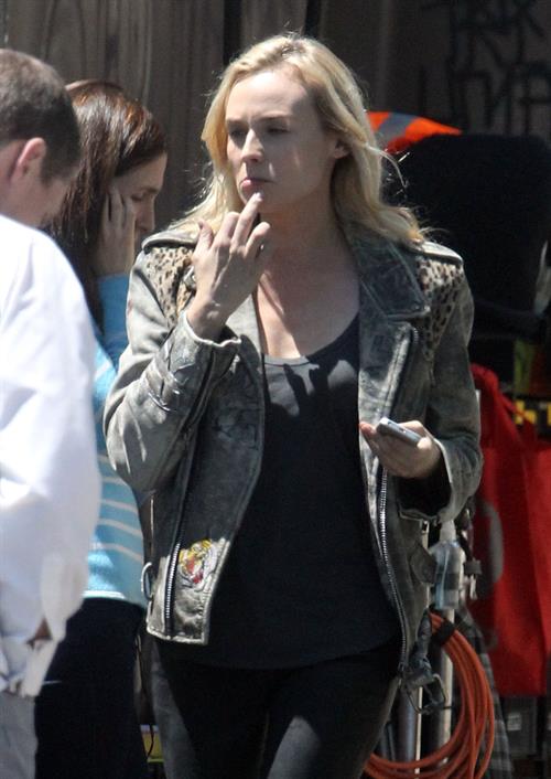 Diane Kruger On the set of her new Movie 'The Bridge' in Los Angeles on April 16, 2013 