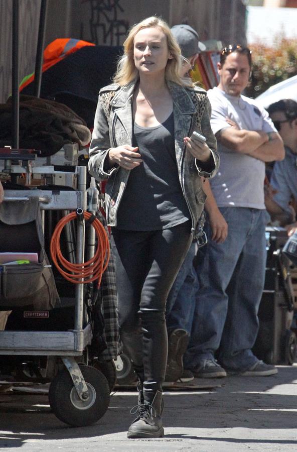 Diane Kruger On the set of her new Movie 'The Bridge' in Los Angeles on April 16, 2013 