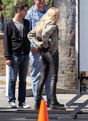 Diane Kruger On the set of her new Movie 'The Bridge' in Los Angeles on April 16, 2013 