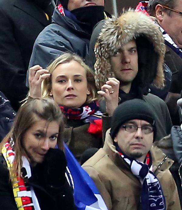 Diane Kruger France vs.Germany friendly soccer game in Paris, Frannce on February 6, 2013