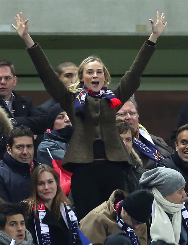 Diane Kruger France vs.Germany friendly soccer game in Paris, Frannce on February 6, 2013