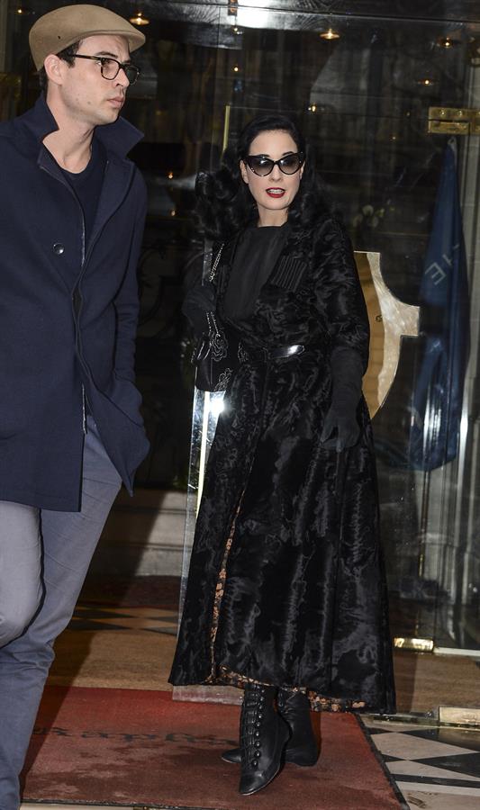 Dita Von Teese - Leaves Hotel Raphael in Paris 1/23/13  