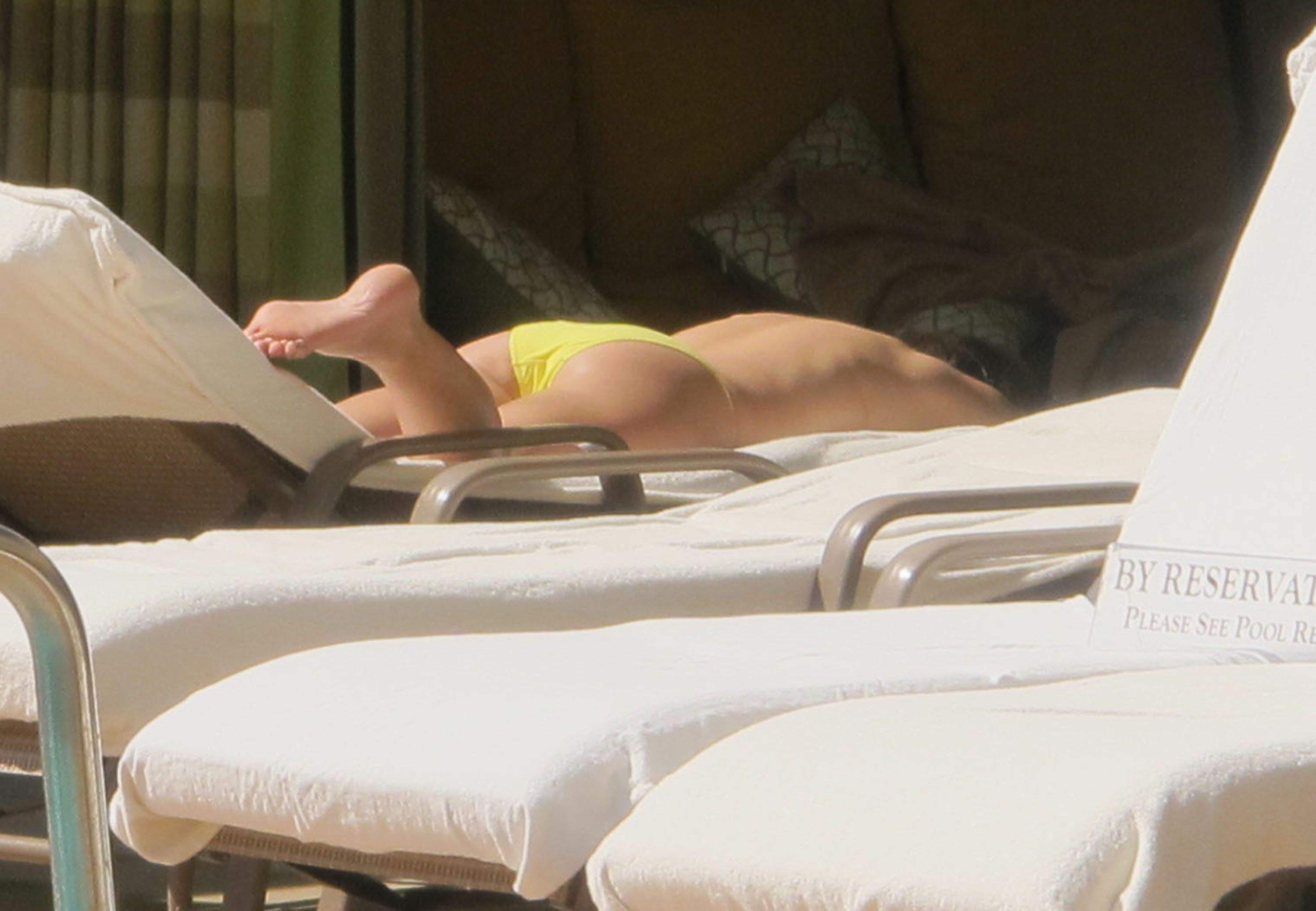 Elizabeth Hurley at a pool in Las Vegas July 7-2013 