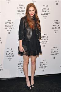 Elizabeth Olsen Chanel The Little Black Jacket - Karl Lagerfeld Photo Ehibition Dinner Party Milan, April 4, 2013 