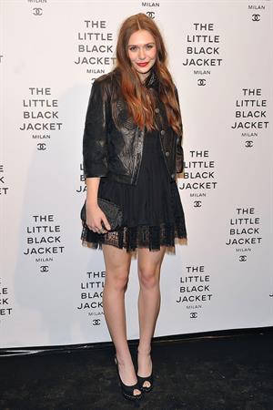 Elizabeth Olsen Chanel The Little Black Jacket - Karl Lagerfeld Photo Ehibition Dinner Party Milan, April 4, 2013 