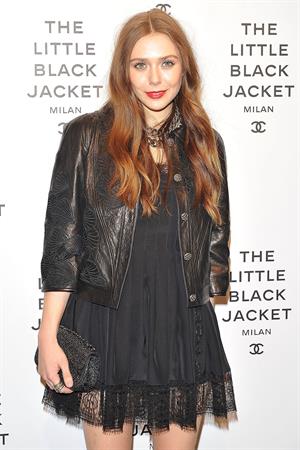 Elizabeth Olsen Chanel The Little Black Jacket - Karl Lagerfeld Photo Ehibition Dinner Party Milan, April 4, 2013 