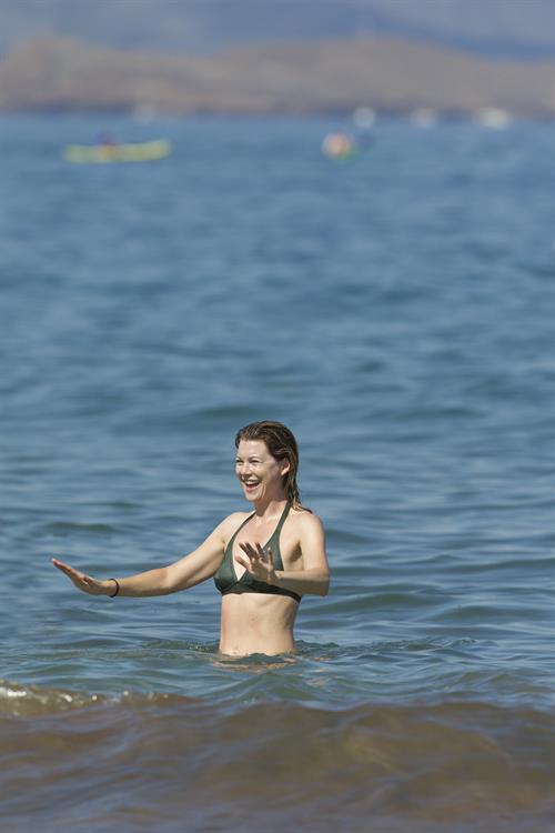 Ellen Pompeo - Wearing a sexy wet bikini on a beach in Maui (June 6, 2012)