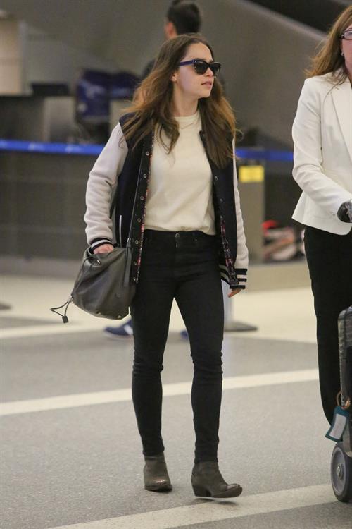 Emilia Clarke LAX airport in Los Angeles, October 15, 2013 