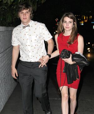 Emma Roberts in LA in a red dress 4/27/13  