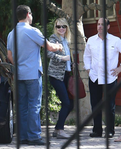 Emma Stone at a film studio office on October 10, 2012
