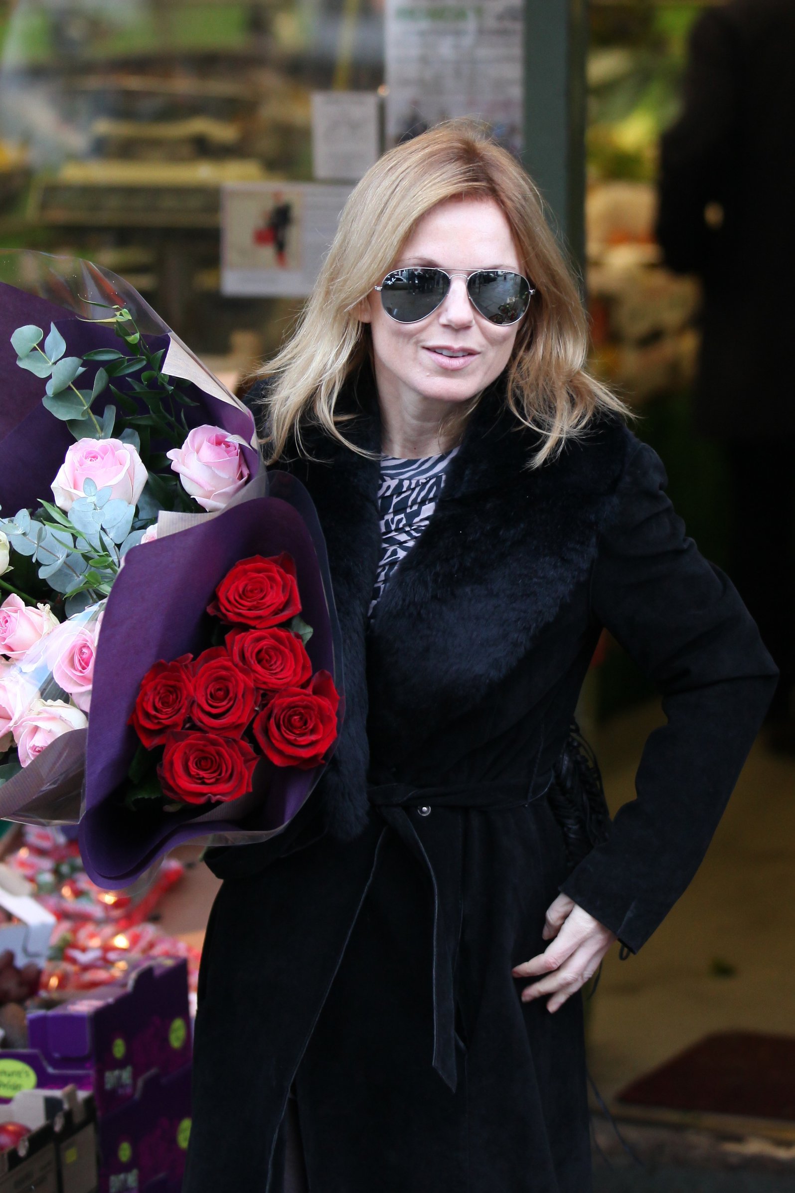 Geri Halliwell shopping for some roses in London on February 14, 2013