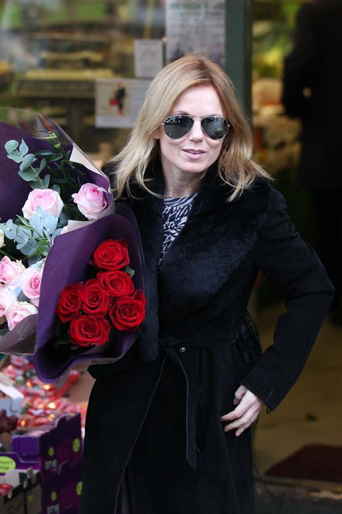 Geri Halliwell shopping for some roses in London on February 14, 2013