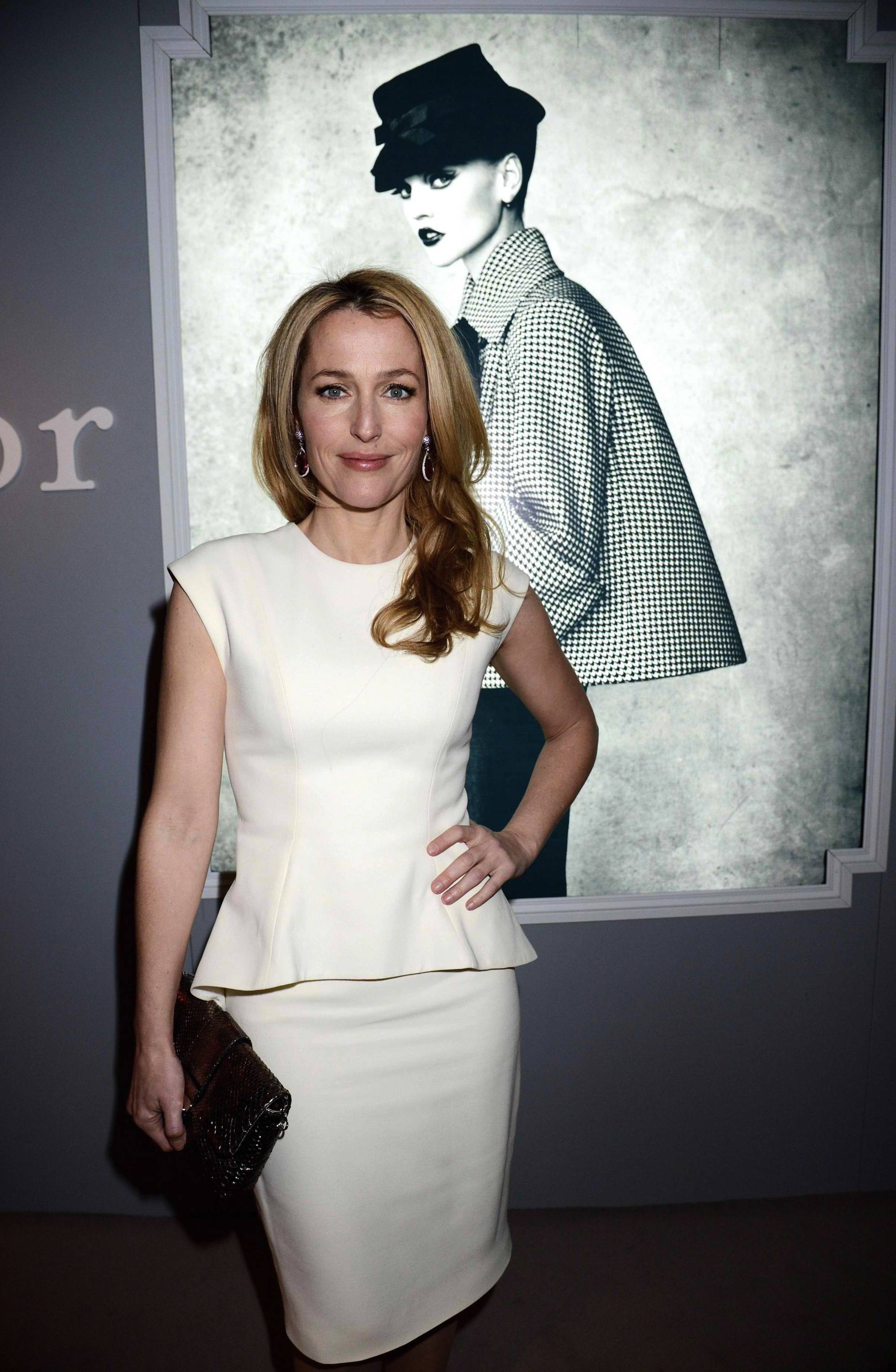 Gillian Anderson Dior at Harrods dinner in London 3/15/13 