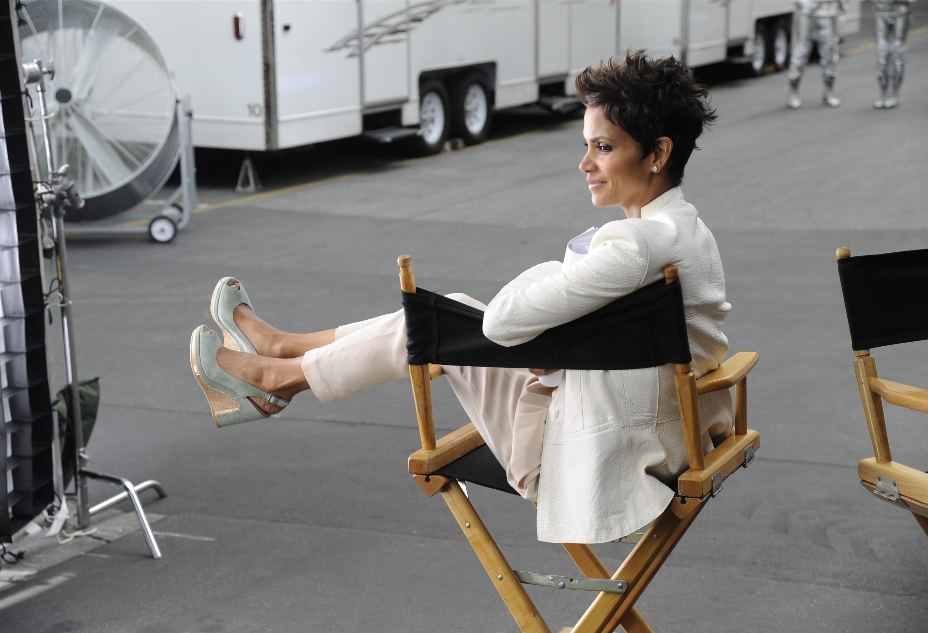 Halle Berry shooting a commercial for 5th Avenue Collection in LA on February 21, 2013