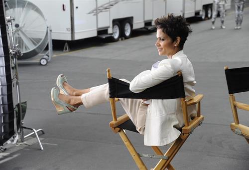 Halle Berry shooting a commercial for 5th Avenue Collection in LA on February 21, 2013