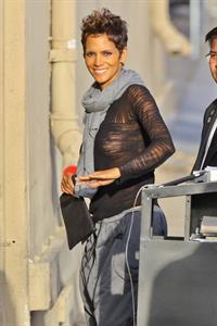 Halle Berry arrives for the Jimmy Kimmel Show in Los Angeles on March 20, 2013