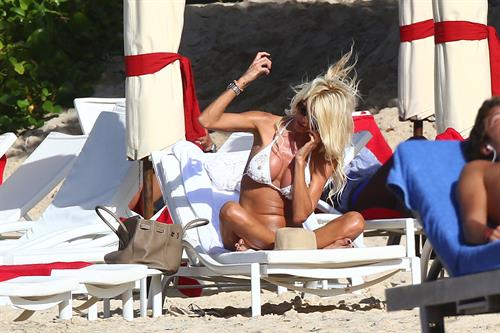 Victoria Silvstedt - white bikini in St. Barts 1/3/13  