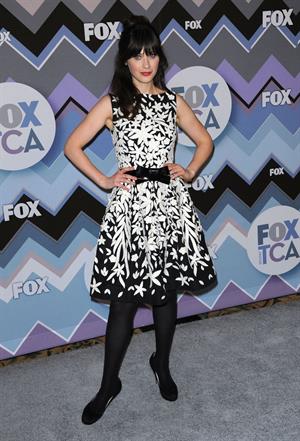 Zooey Deschanel American Idol panel during 2013 Winter TCA Tour in Pasadena January 8, 2013