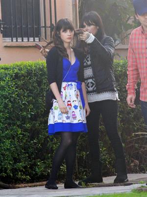 Zooey Deschanel on the set of 'New Girl in Los Angeles December 4, 2012 
