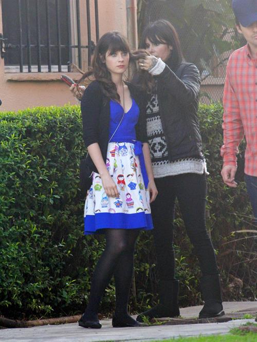 Zooey Deschanel on the set of 'New Girl in Los Angeles December 4, 2012 