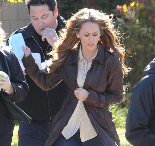 Jennifer Love Hewitt Pictures Jennifer Love Hewitt filming The Client List and really getting into character in between takes. January 10, 2013