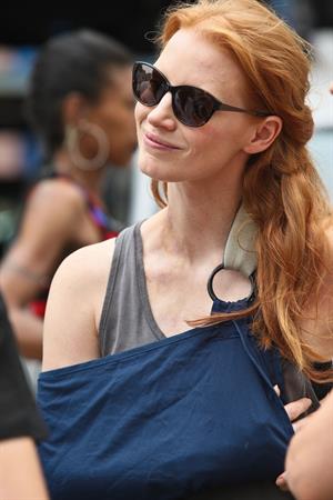 Jessica Chastain - The set of  The Disappearance of Eleanor Rigby  in New York City (13 Jul 2012)