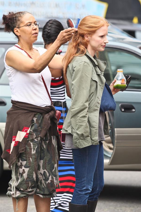 Jessica Chastain - The set of  The Disappearance of Eleanor Rigby  in New York City (13 Jul 2012)