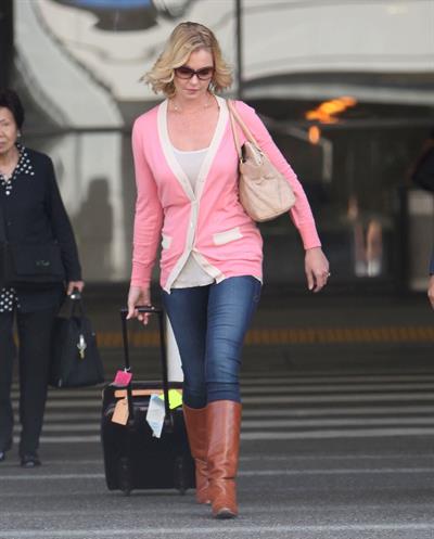 Katherine Heigl arriving on a flight at LAX airport October 4, 2012