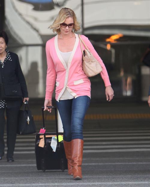 Katherine Heigl arriving on a flight at LAX airport October 4, 2012
