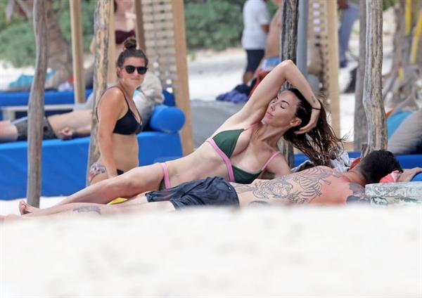 Whitney Cummings in a bikini on the beach in Tulum, Mexico, June 12, 2017