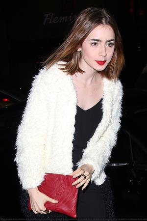 Lily Collins Hakkasan restaurant candids in Beverly Hills, October 10, 2013 