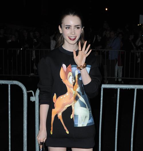 Lily Collins Givenchy Show Fashion Week 9/29/13