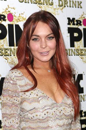 Lindsay Lohan Mr. Pink Ginseng Drink Launch Party in beverly Hills 10/11/12 