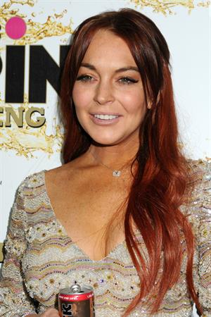 Lindsay Lohan Mr. Pink Ginseng Drink Launch Party in beverly Hills 10/11/12 
