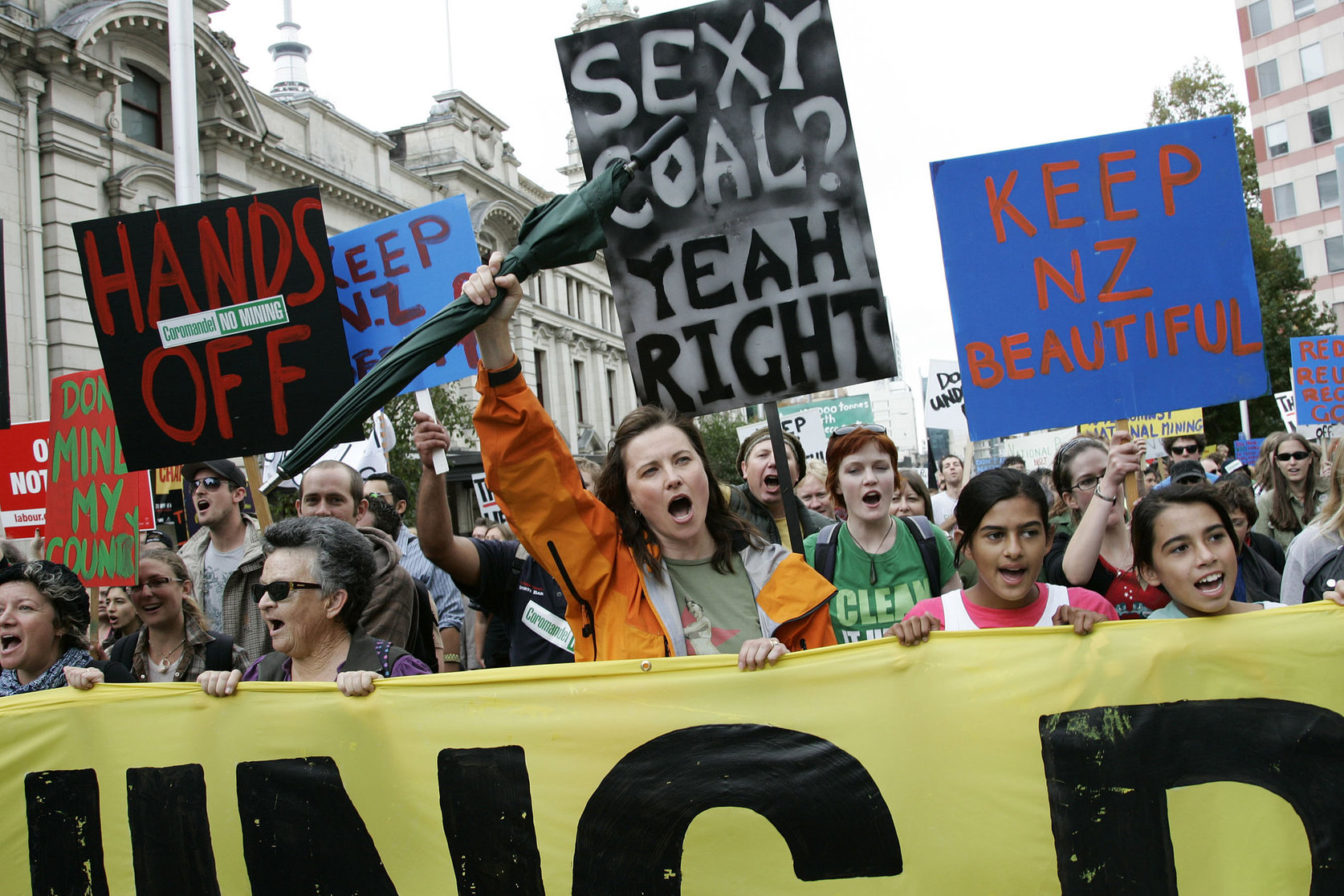 Lucy Lawless - March against mining, Auckland NZ 5/1/10  