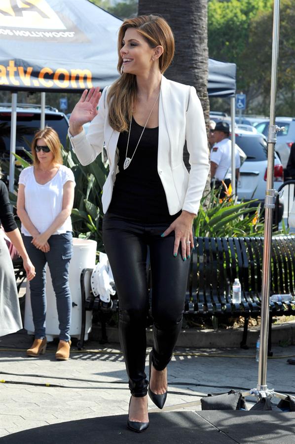 Maria Menounos on the set of Extra in LA 10/2/13 