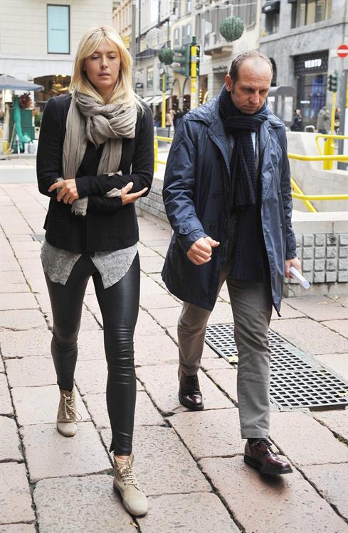 Maria Sharapova Giorgio and Roberta Armani meet tennis star Maria Sharapova at Armani's palace. November 30, 2012 