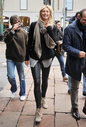 Maria Sharapova Giorgio and Roberta Armani meet tennis star Maria Sharapova at Armani's palace. November 30, 2012 