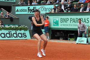 Maria Sharapova playing in Semi-Finals of 2012 Women's French Open Tennis Tournament June 7, 2012
