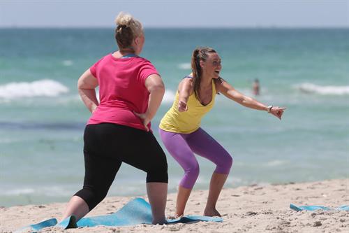 Michelle Heaton Filming a fitness show on Miami Beach, Florida (May 21, 2013) 