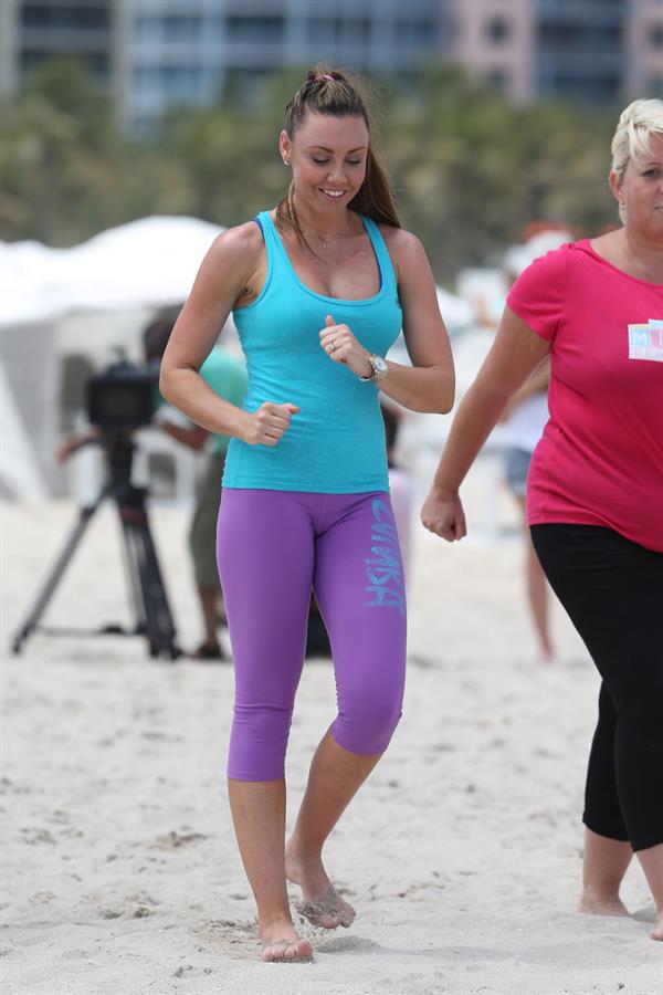 Michelle Heaton Filming a fitness show on Miami Beach, Florida (May 21, 2013) 